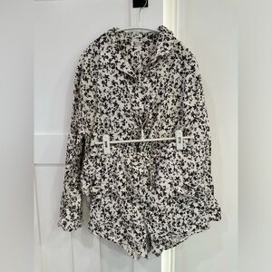 Floral Black and White Women's Pajama Set